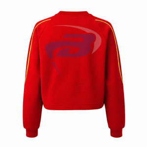 เสื้อสเวตเชิ้ตผู้หญิง NSPDK สีแดงและสีทอง แบบครอป ผ้าฝ้าย คอวี ปักลายถัก เสื้อสเวตเตอร์สำหรับวิทยาลัย NSPDK - Product Image 2