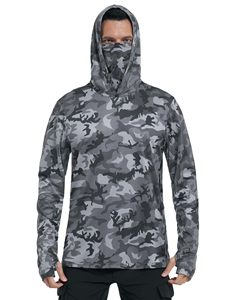 เสื้อฮู้ดตกปลาแขนยาวสำหรับมืออาชีพ พร้อมผ้าคลุมคอ ป้องกันรังสียูวี UPF 50 น้ำหนักเบา ระบายอากาศได้ดี แห้งเร็ว - Product Image 1