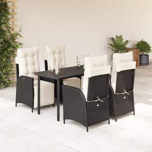 Juego de Comedor para Jardín en Negro y Blanco Crema para Muebles de Patio - Product Image 1