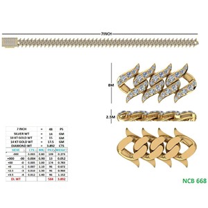 Bracelet Cuban Link Flamme 8 mm, Chaîne Curb Ondulée Lourde, Fermoir Boîte, Diamant de Laboratoire Rond, Style Hip Hop, Bijoux pour Homme, Or Massif 14K - Product Image 2