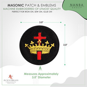 Masonic Knights Templar Cross and Crown Embroidered <b>Canvas</b> Sew or Iron on Patch for Cloth and Gifts - Product Image 3