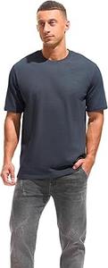 T-shirt long homme grande taille de qualité supérieure, manches courtes, coupe ample, anti-rétrécissement, 100 % coton respirant, écologique, vierge - Product Image 4