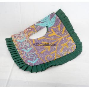Indian 100% Cotton Bohemian Style Designer Women Suzani Clutch Messenger Shoulder <b>Bag</b> Handmade Ruffles Pattern <b>Foldable</b> Party - Product Image 5