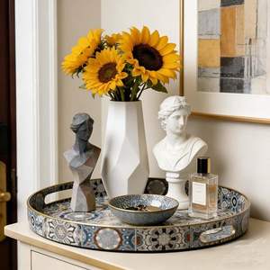 Plateau en bois massif imprimé, taille personnalisable, plateau de service pour fruits et aliments, lot de 3, artisanat fait main, plateau imprimé émail de qualité supérieure - Product Image 4