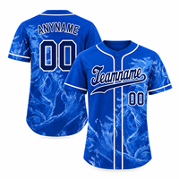 Jersey Baseball Poliester Sublimasi Kustom Pakaian Tim Biru Royal Kaos Olahraga Pendek Kancing Jahitan Nama Nomor Dicetak