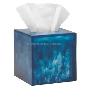 Boîte à mouchoirs carrée en résine tourbillonnée de nouveau style Boîte de rangement pour serviettes porte-mouchoirs artisanaux pour multi-usages à moindre prix Porte-serviettes - Product Image 3