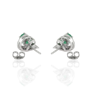 Wholesale Women <b>Stud</b> Earrings 925 Sterling Silver 100% Authentic Oval Cut <b>Emerald</b> & Round Diamond Accents Earrings - Product Image 5