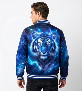 Blouson Bomber en Satin Violet pour Homme, Blouson Varsity Sublimé, Fermeture Éclair Hiver, Manches Classiques, Logo Personnalisé sur le Devant - Product Image 6