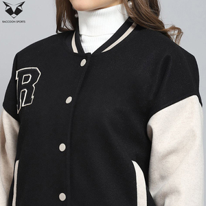 Newest 2026 Comfortable Women's Black White Letterman Varsity Jacket With R Logo Front Full Sleeve Autumn Wear Regular Fit - Product Image 5