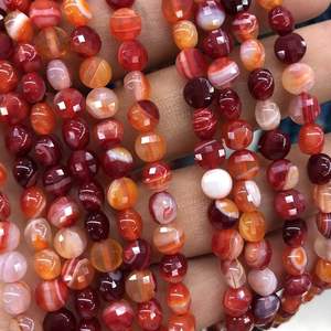 ลูกปัดหินอาเกตลายแดงทรงกลมเจียระไน ลูกปัดพลอยธรรมชาติสำหรับทำเครื่องประดับ งานฝีมือ DIY ขายส่ง - Product Image 3