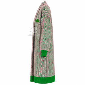 Alpha | Kapa | Alpha Sorority Women's Longline Herringbone Knit Duster <b>Cardigan</b> Open Front Embroidered Ribbed Cuff <b>Sweater</b> - Product Image 3