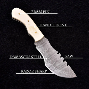 Couteau de chasse LEGACY BLADES en acier Damas, fait main, style Tracker, lame fixe, couteau de camping et d'extérieur, manche en os, vente en gros - Product Image 3
