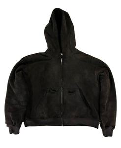 Custom Heavyweight 500 1000 Gsm Terry Fleece <b>Cropped</b> Boxy Sun Faded Distressed Acid Wash <b>Zip</b> up <b>Hoodies</b> Men - Product Image 5