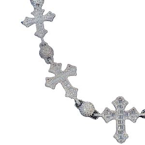 Collar de tenis de diamante hecho a mano de alta calidad, corte Baguette, nuevo diseño, joyería de Hip Hop, Cruz única totalmente helada del Este/Oeste - Product Image 1