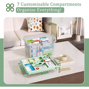 Contenitore per Medicinali in Plastica Trasparente da 15QT, Scatola di Pronto Soccorso Rinforzata con Manico per Conservazione Pillole, Contenitore Vuoto per Medicinali - Product Image 5