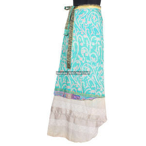 Hermosas faldas cruzadas multiusos vintage de seda reciclada reversibles, falda cruzada mágica, vestido al por mayor para mujer, ropa, falda - Product Image 5