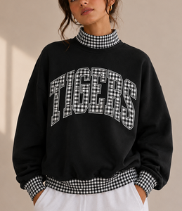 Custom TBSIGMA Sorority Sweatshirt Women Greek Letter Chenille Embroidery <b>Mock</b> Neck Cotton Fleece Relaxed Fit Pullover - Product Image 6