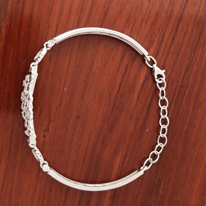 Revalia Romantic Floral CZ Statement Bangle <b>Bracelet</b> <b>Adjustable</b> Women's Party Gift Jewelry - Product Image 4