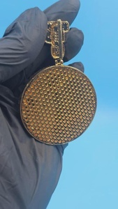Moissanite Custom Circle Hip Hop <b>Initial</b> Two-Tone 925 Sterling <b>Silver</b> Gold Plated Luxury Certified <b>Pendant</b> with Custom Bail - Product Image 6