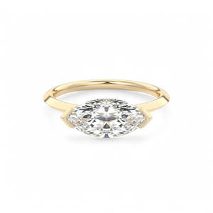 Bague de fiançailles minimaliste en diamant naturel taille marquise, solitaire, monture à griffes en or 14 carats, plaqué rhodium, certifiée IGI - Product Image 1