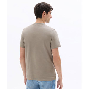<b>Light</b> Brown 100% Cotton Crew Neck T-Shirt Men's Beige Short Sleeve O-Neck T-Shirt Regular Fit Solid Color Casual T Shirt - Product Image 2