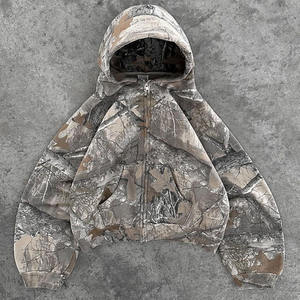 Sweat à capuche de chasse pour homme, coupe courte et oversize, en softshell 500 g/m², imperméable, respirant, coupe-vent, avec broderie appliquée et fermeture éclair effet vieilli - Product Image 2