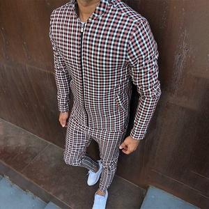 Traje de chándal con cremallera frontal para hombre, ropa urbana personalizada con dobladillo acanalado y puños, tejido estampado con cremallera, sublimado - Product Image 3