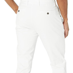 Pantalon chino en twill de coton blanc pur pour homme, coupe slim, style estival, respirant, tissage frais, look élégant - Product Image 3
