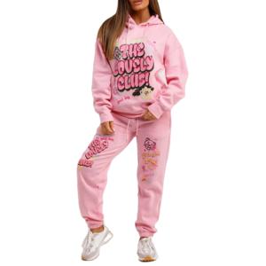 Automne 2024 femmes à capuche velours 2-en-1 coupe-vent veste ensemble polaire doublure taille élastique 100% coton Sport survêtement unisexe - Product Image 1