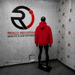 Custom <b>Red</b> Oversized <b>Hoodie</b> <b>Men</b> Streetwear Pullover With Curved Seam Design Drop Shoulder Casual Fashion Hooded Sweatshirt Top - Product Image 4