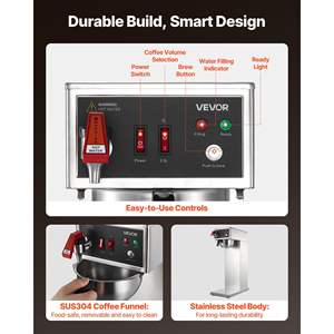 Cafetière à filtre électrique commerciale 16-17 tasses 2,5 L Carafe thermique en acier inoxydable Brûleur Remplissage automatique d'eau 4 heures de café - Product Image 6