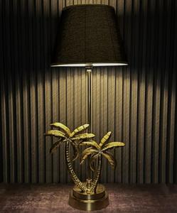 Lámpara de Mesa de Latón con Pantalla de Tela Negra Estilo Empire, Diseño Costero, Iluminación Decorativa para Dormitorio, Luz Blanca Cálida - Product Image 3