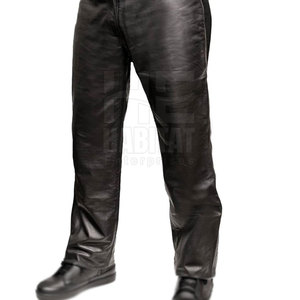Pantalones de cuero para hombre, corte clásico, cuero genuino, diseño cómodo, perfectos para uso informal y formal. - Product Image 5