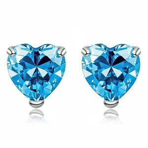 Boucles d'oreilles clous de luxe en forme de cœur bleu en alliage de métal précieux pour un usage quotidien - Product Image 4