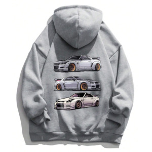 Sudadera con Capucha Gris para Hombre, Corte Holgado, Manga Regular, Color Sólido, con Bolsillo, Estilo Casual, 100% Algodón Felpa, Ecológica, 300g - Product Image 2