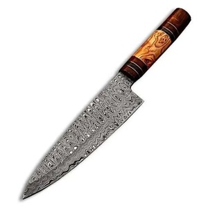 Juego de Cuchillos de Chef Profesionales de Acero de Damasco Hechos a Mano por Ahmad Fabric, 3 Piezas, Mango de Resina, Funda de Cuero, Diseño Moderno, Personalizable - Product Image 6
