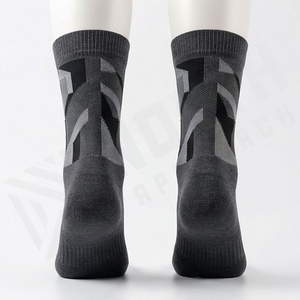 Crew <b>Socks</b> Geometric Pattern <b>Black</b> Gray Running Breathable Polyester Spandex Adult Summer Athletic Sports <b>Socks</b> - Product Image 2
