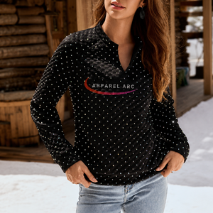 High Quality Luxury Rhinestone Textured Sweater <b>Top</b> Manufacturer Clothing Women's Hoodies Custom <b>Shimmer</b> with Split Neck Sleeves - Product Image 1