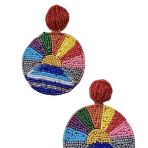 Triple-Layered Lotus Beaded Earrings Beads Embellished Hand Crafted Parrot Stud Earrings from the brand <b>Baubl</b> - Product Image 2