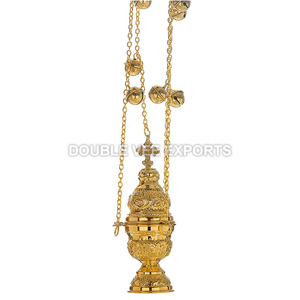 Incensario de Latón con 4 Cadenas y 12 Campanas |   Incensario para Iglesia Ortodoxa - DOUBLE VEE EXPORTS - Product Image 2