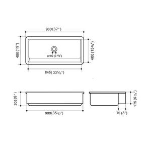 Lavello da Cucina in Ceramica Bianca 61 cm x 48 cm, Design Stile Fattoria/Apron Front, Serie DK - Product Image 6
