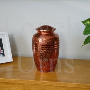 Urna de cremación de bronce con mosaico, tamaño mediano para adultos, recipiente conmemorativo para cenizas, diseño decorativo con patrones. - Product Image 4