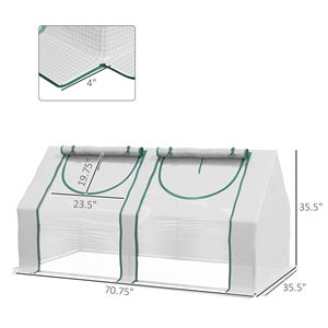 Serra da Giardino Portatile 6x3x3 ft con Due Coperture in PE/PVC e 2 Finestre Avvolgibili, Vetro Temperato Ecologico e Telaio in Legno - Product Image 3