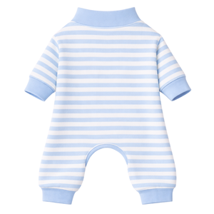 ชุดนอนสุนัขแบบชุดคลุมทั้งตัว ลายทางสีฟ้า ผ้าเนื้อนุ่ม ยืดหยุ่นได้ ชุดนอนสัตว์เลี้ยง ระบายอากาศได้ดี ใส่สบายทุกฤดู สำหรับสุนัขขนาดเล็กถึงขนาดกลาง ใช้ในบ้าน - Product Image 6