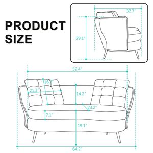 Loveseat โซฟาผ้าใยโพลีเอสเตอร์สีส้มขาโลหะสีทองสำหรับห้องนอนห้องอ่านหนังสือ - Product Image 6
