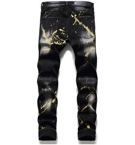 กางเกงยีนส์ทรงตรงผู้ชาย HAMIO SPORTS รุ่น Custom Distressed Wash Stonewashed Streetwear Hip Hop Y2K ขาดๆ เซอร์ๆ ทรงสลิมฟิต ขาเดฟ ไซส์พลัส - Product Image 5