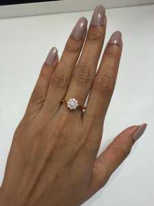 Diamond Flower Stackable <b>Ring</b> Round Cut Lab Grown 14K 18K Solid Gold Solitaire Luxury Promise Floral Band B2B Factory Bulk Price - Product Image 2