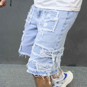 กางเกงขาสั้นผ้าแคนวาสทรงสตรีทแฟชั่น ระบายอากาศได้ดี ล้างสีแบบ Stone Acid Wash สีซีดจาง พิมพ์ลายสกรีน แห้งเร็ว เหมาะสำหรับฤดูร้อน เอวสูง สำหรับผู้ชาย - Product Image 2