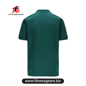Polo à manches courtes vert pour homme, couleur unie, coupe décontractée, tissu Oxford respirant, longueur normale - Product Image 2