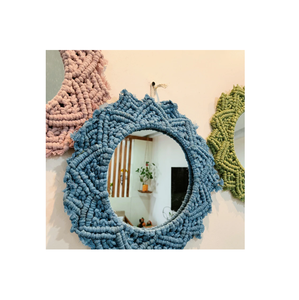 Nouveau thème de décoration intérieure, miroir mural décoratif rond en macramé, style moderne et luxueux, pour chambre et salle de bain, pour fournitures indiennes - Product Image 1